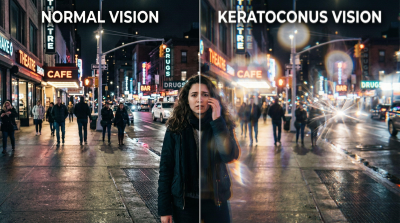 Vision types - near, intermediate and far vision illustration